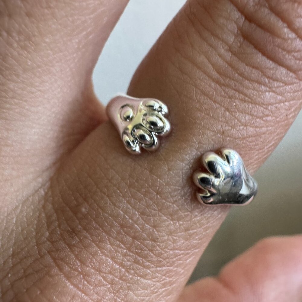 Sterling Silver 925 Adjustable Paw Print Ring